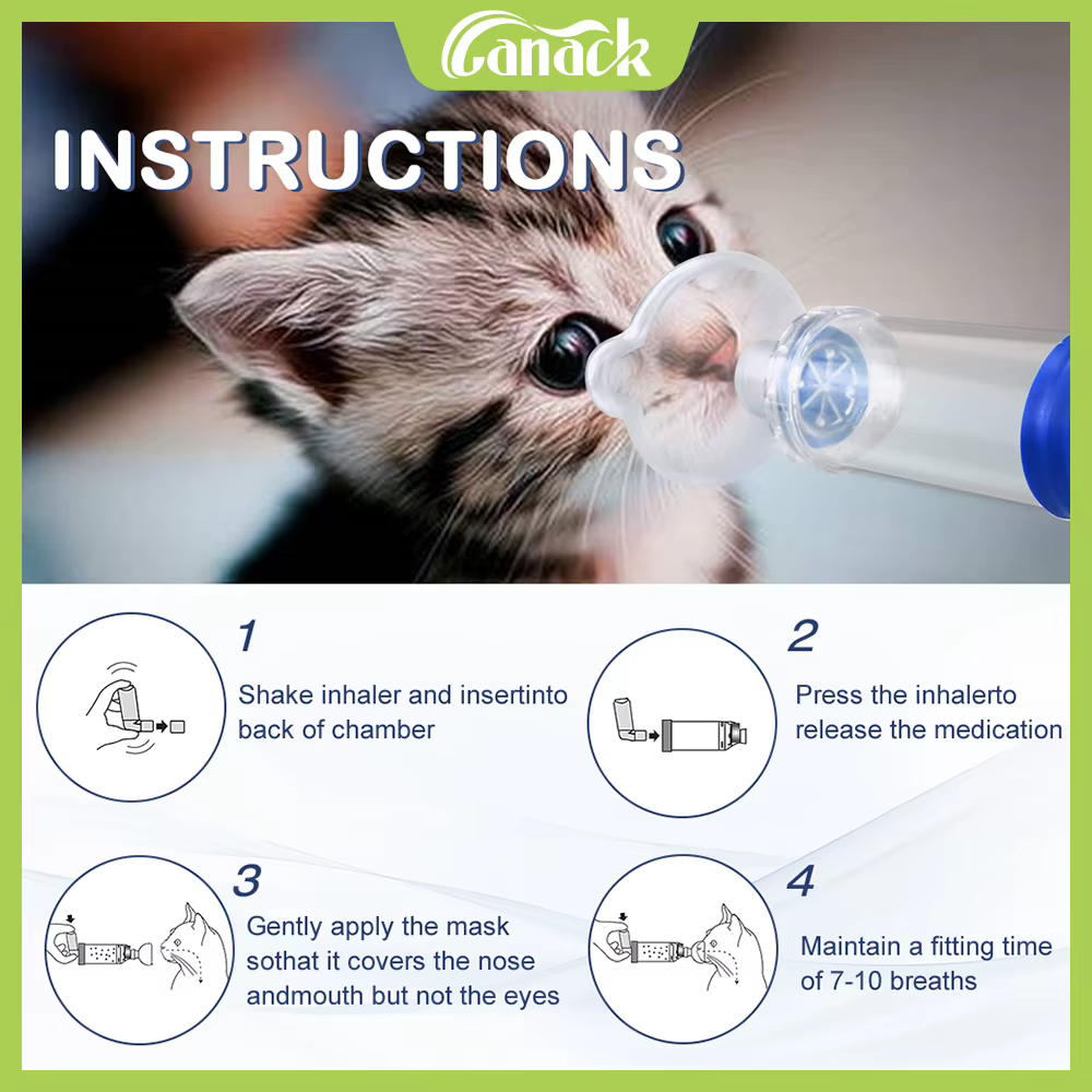 Cámara de Aerosol para Mascotas Portátil Inhalador Espaciador con Máscara PVC Médico para Animales Equipamiento Veterinario — imagen 3