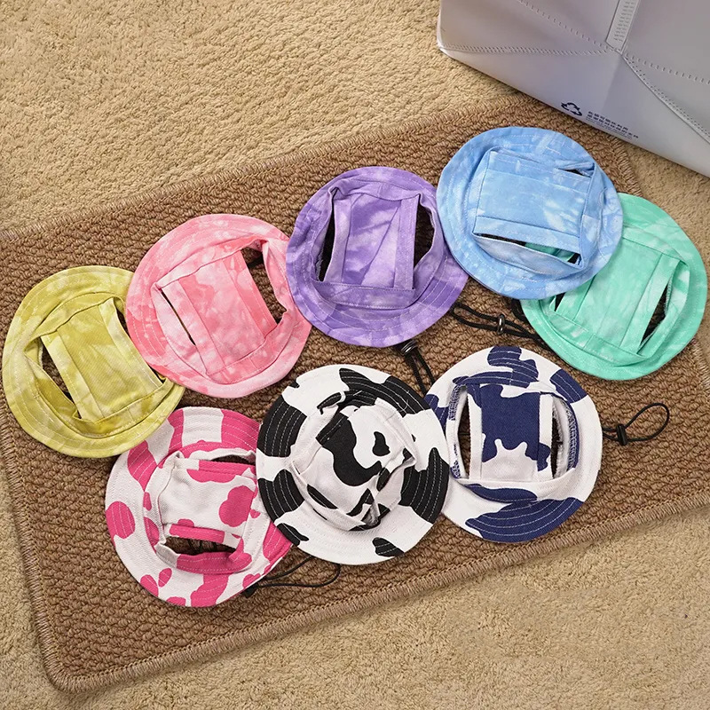 Sombrero para mascotas con orejas expuestas anti-pérdida de pelo ajustable sombrero pequeño para perros — imagen 5