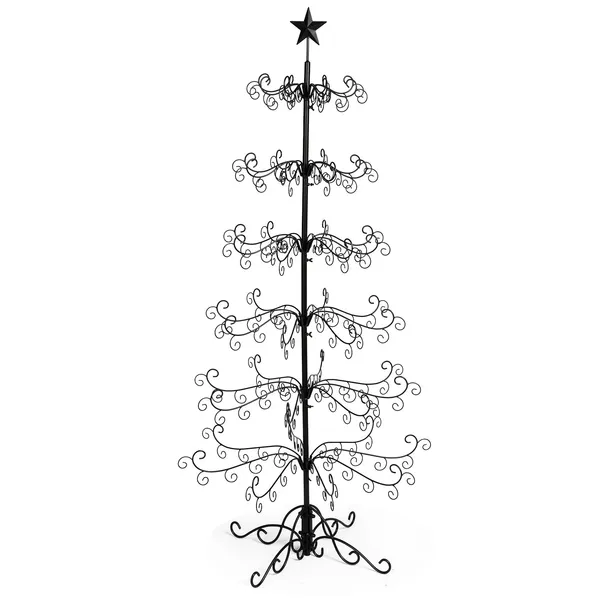 Arbol de Navidad en Hierro Forjado, Soporte para Decoraciones con Ramas Enrolladas y 3 Niveles para Fiestas y Celebraciones — imagen 1