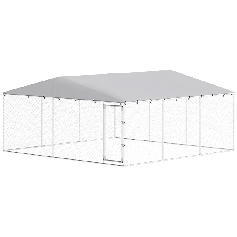 7' Dog Kennel Outdoor For Small Medium Large Dogs With Waterproof Roof, Silver Multiple Packages — imagen 10