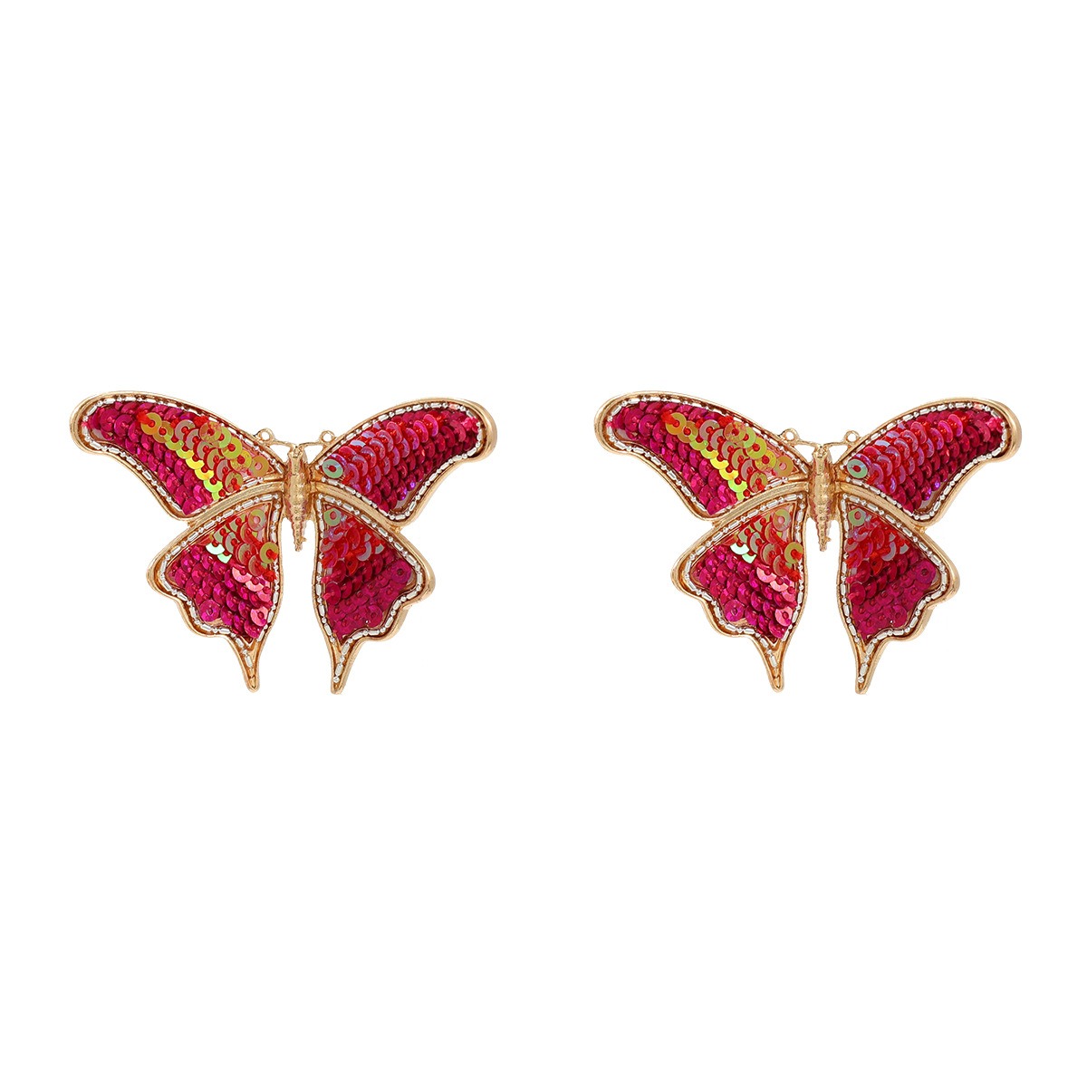 Butterfly earrings exaggerated earrings women's sequin woven alloy earrings — image 1
