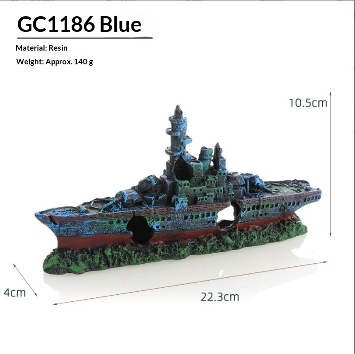 Barco Pirata Decoración para Acuario Paisaje de Barco Hundido Oruga Resina — imagen 3