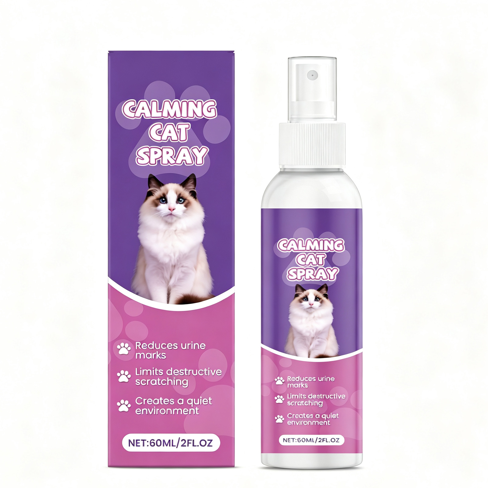 Spray Calmante para Gatos de 60 ML - Alivio Natural contra Ansiedad y Comportamientos Indeseables — imagen 1