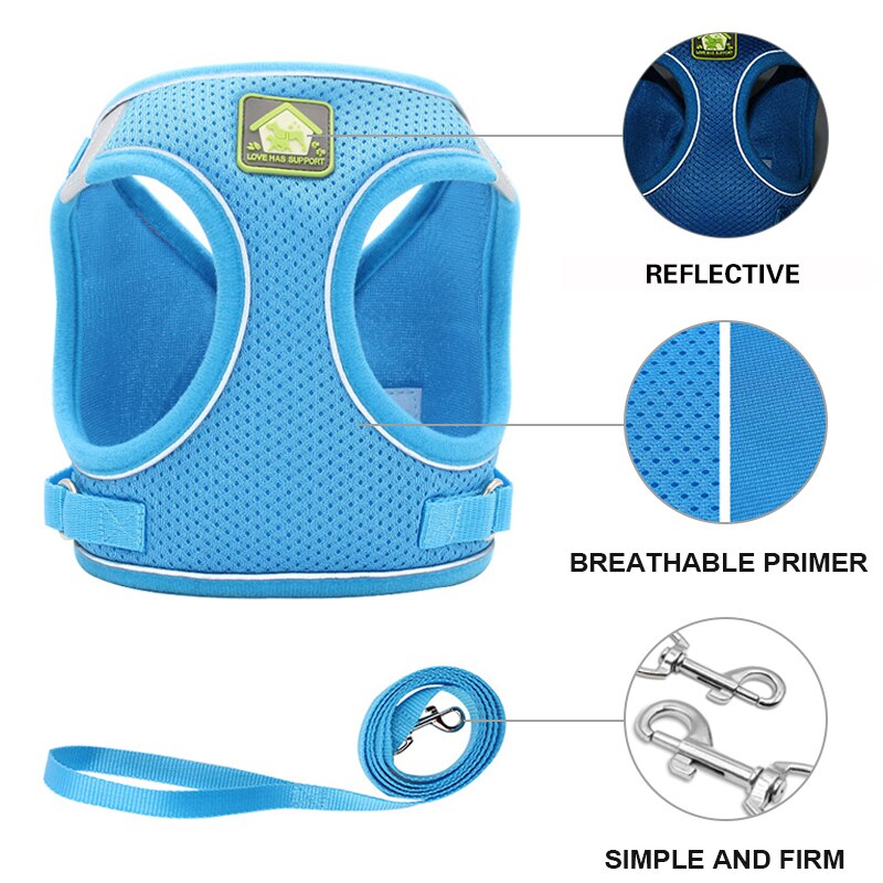 Reflective Cat Harness Leash Set Adjustable Harness Leashes Vest For Puppy Cats Walking Breathable Mesh Chest Strap Pet Product — image 4