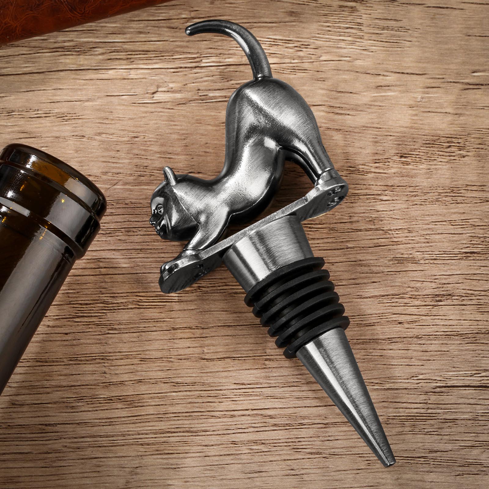 Conjunto de Tapones de Vino con Forma de Gato con Luster Metálico, Regalo en Caja de Presentación para Enthusiastas del Vino — imagen 9