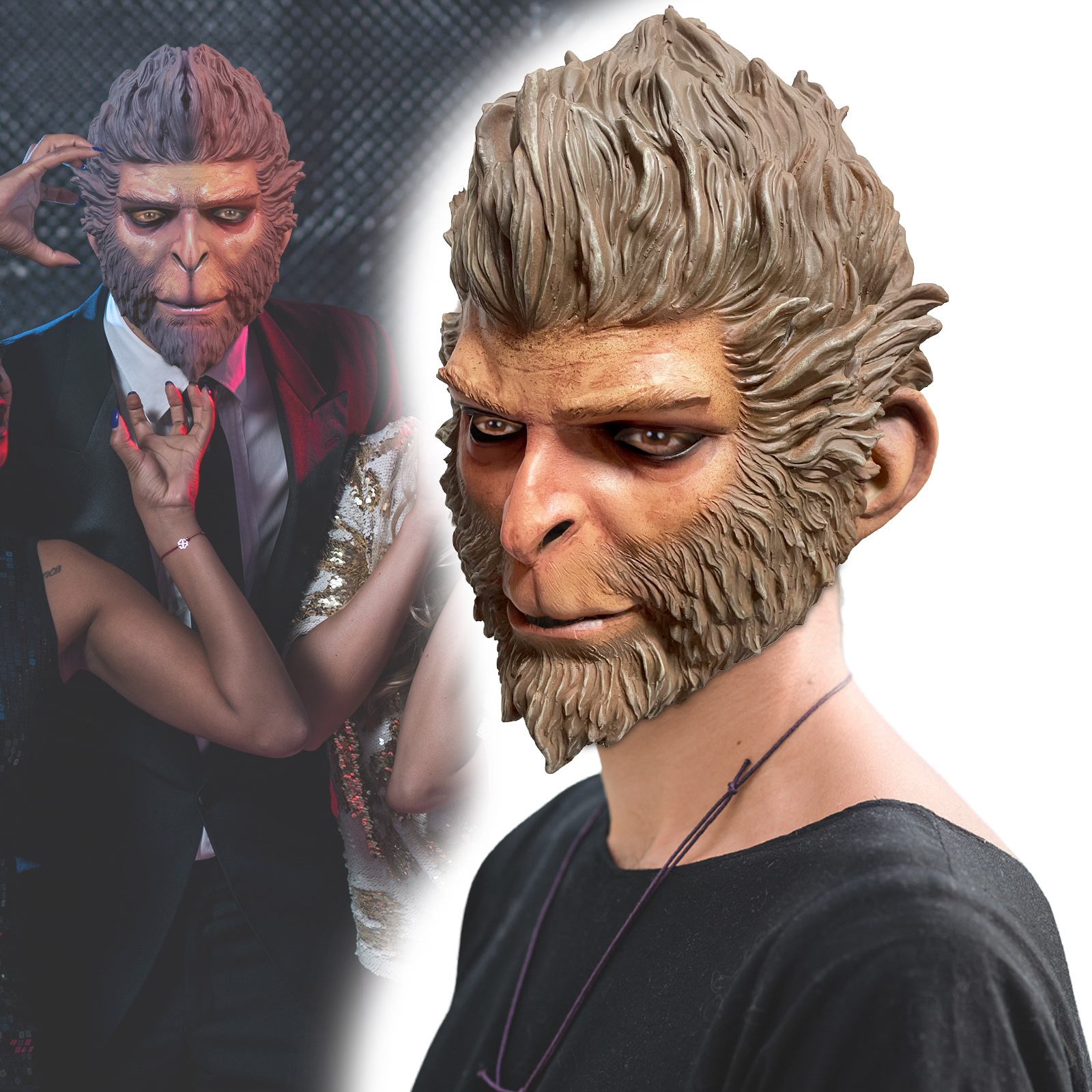Black Myth: Halloween Wukong New Empty Mask Game Cos Props Peripheral Wukong Mask Funny Monkey Headgear Halloween Gifts — image 1
