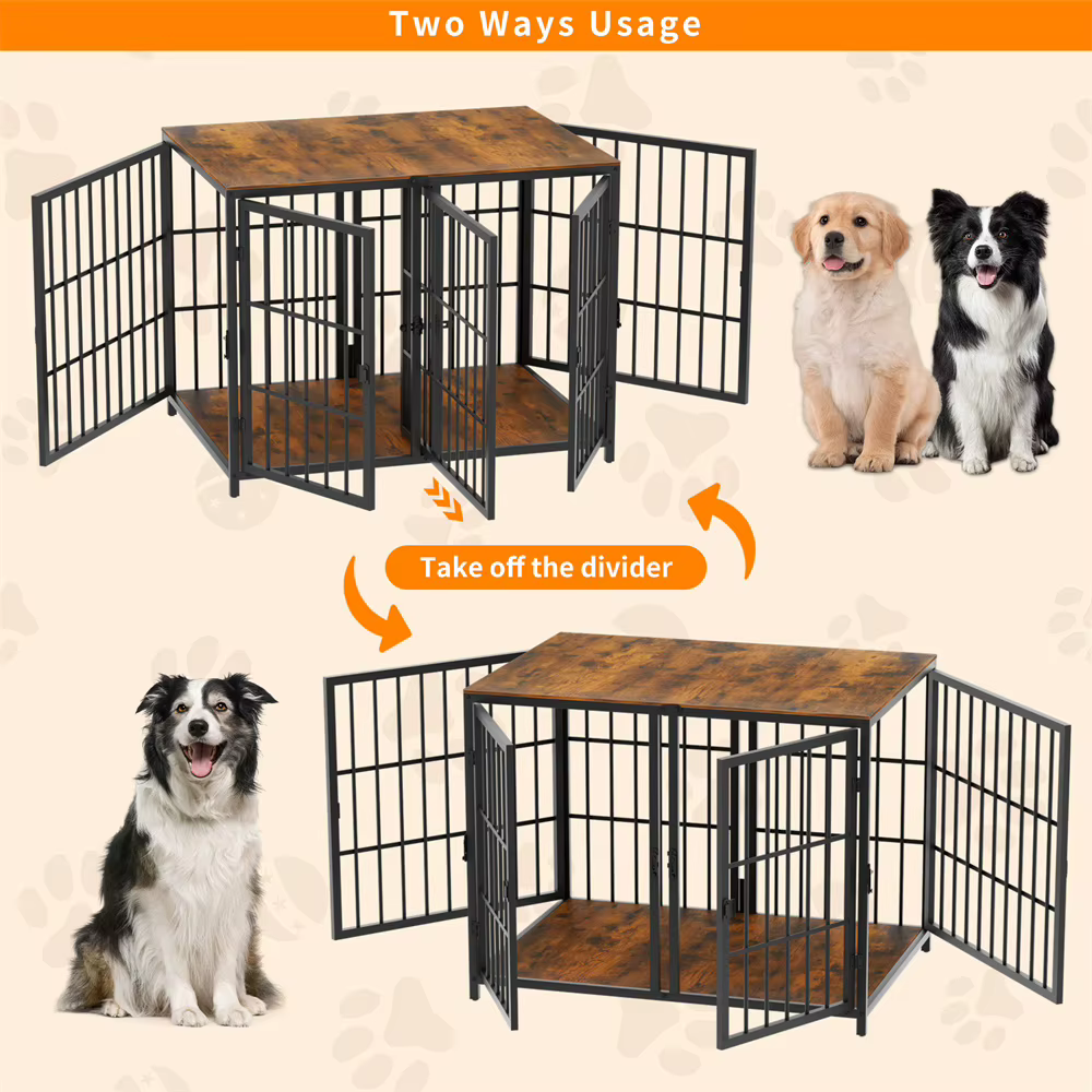 Caja de Perro Ultra Espesa con Partición Removible y 4 Puertas para 2 Pequeños o 1 Medio Grande — imagen 5