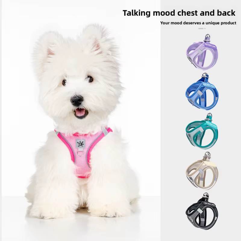 Dog Harness with Mood Patches–Reflective No-Pull Vest, Breathable Air Mesh for Small Dogs Adjustable Soft Padded Walking Lead — image 2