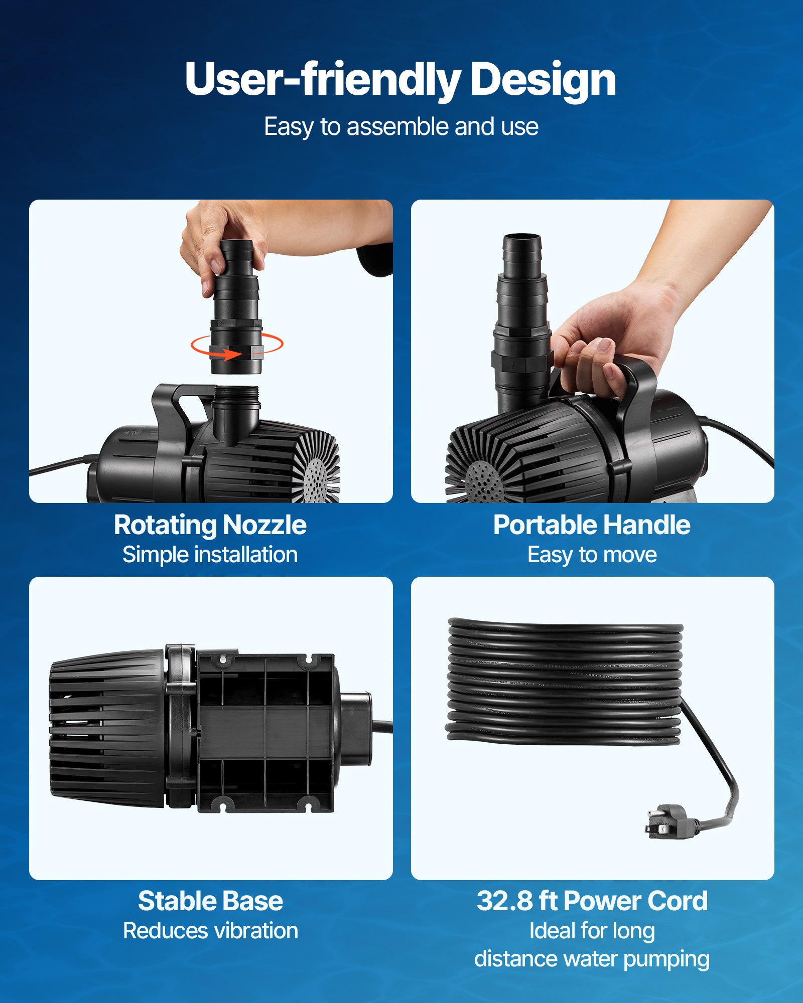 Submersible Water Pump, 280W 4500GPH, Aquarium Return Pump With 16.4 Ft Lift Height & 180° Adjustable Flow Direction, Suitable For Pond, Aquarium, Fountain, Waterfall, And Fish Tank — image 5
