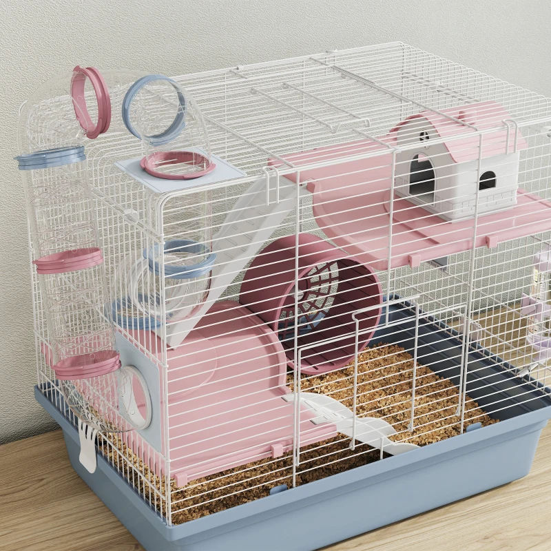 Cage, 3-Tier Small Animal Cage With Exercise Wheel, Food Bowl, Water Bottle, House, Tunnels, Ramps — imagen 3