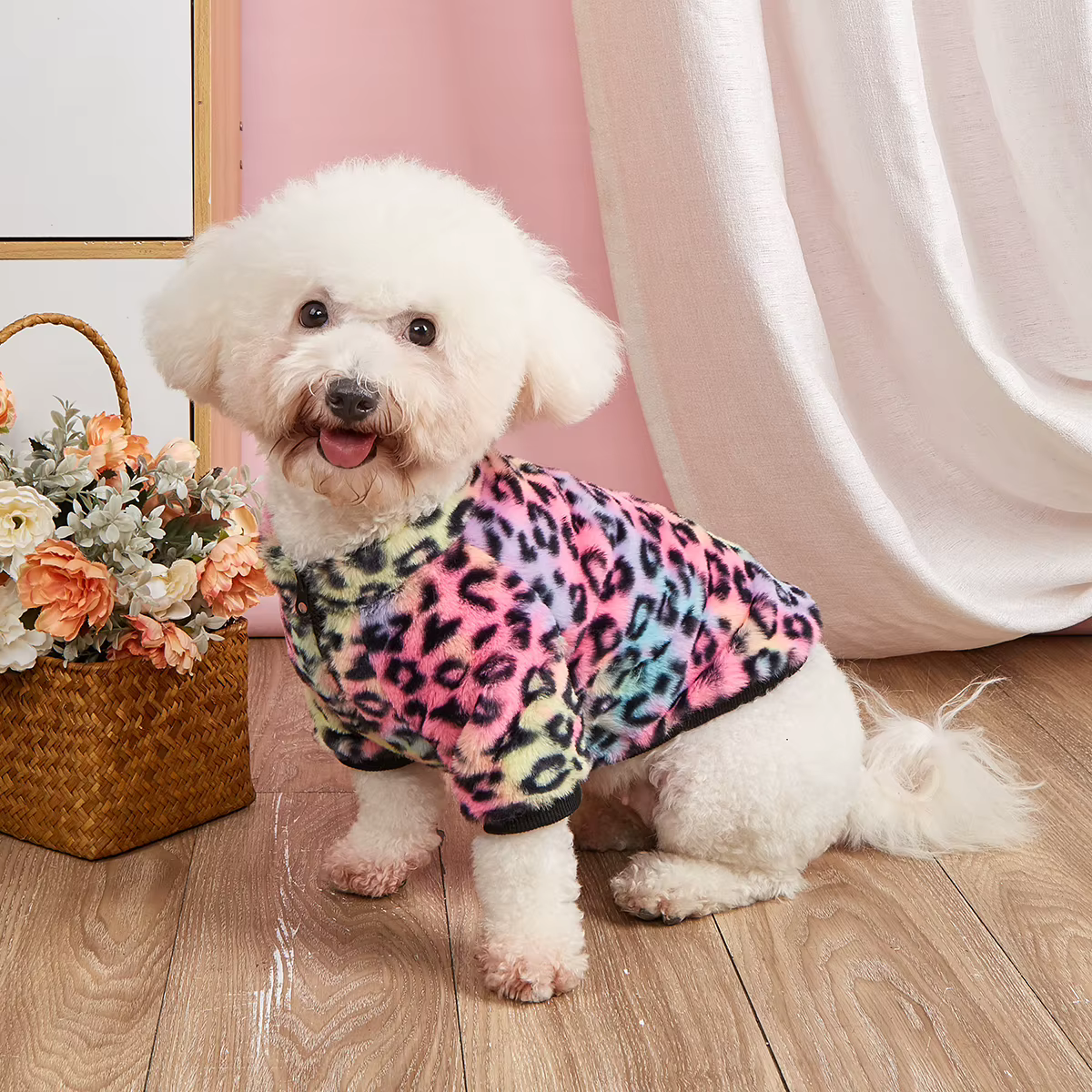 Ropa para Mascotas: Camisetas de Leopardos Coloridas para Perros y Gatos - Chaquetas de Pelo Fino para Otoño e Invierno — imagen 5