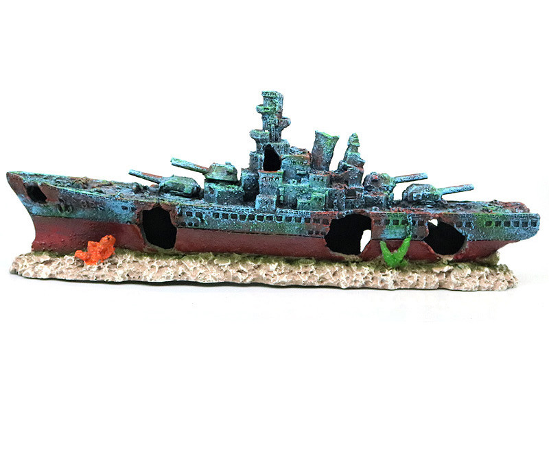 Aquarium Landscaping, Sunken Ship Decoration, Real Water Grass Landscaping, Broken Ship Background, Warship Wreck — image 1