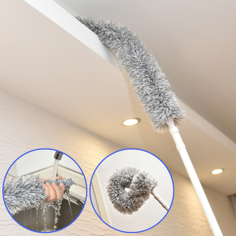 Long Handle Lazy Duster Household Car Can Be Bent Retractable And Washable Electrostatic Chicken Feather Duster Without Hair Loss