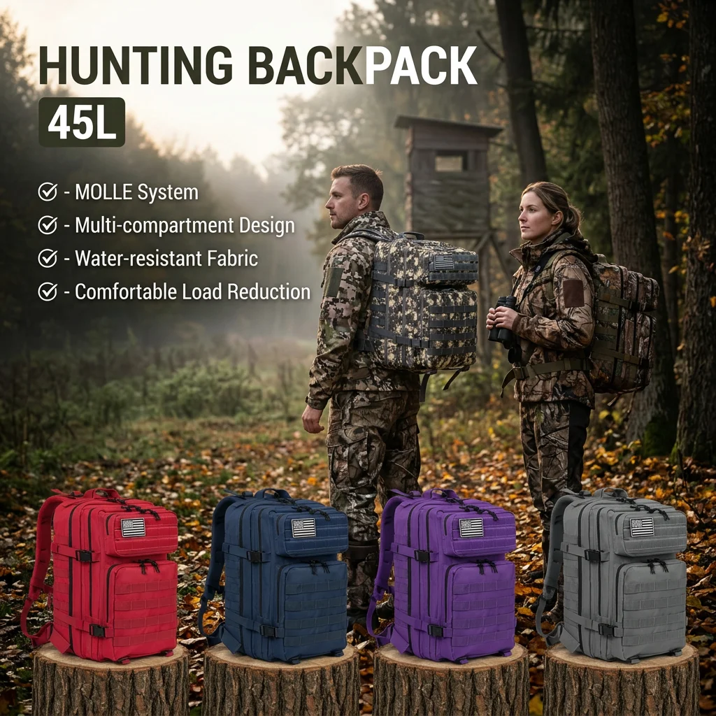 Mochila Táctica para Caza de Campo con Almacenamiento MOLLE Resistente al Desgaste Capacidad Grande Bolsillos Múltiples para Cazadores y Montañistas Equipaje para Caminatas Extremas — imagen 1