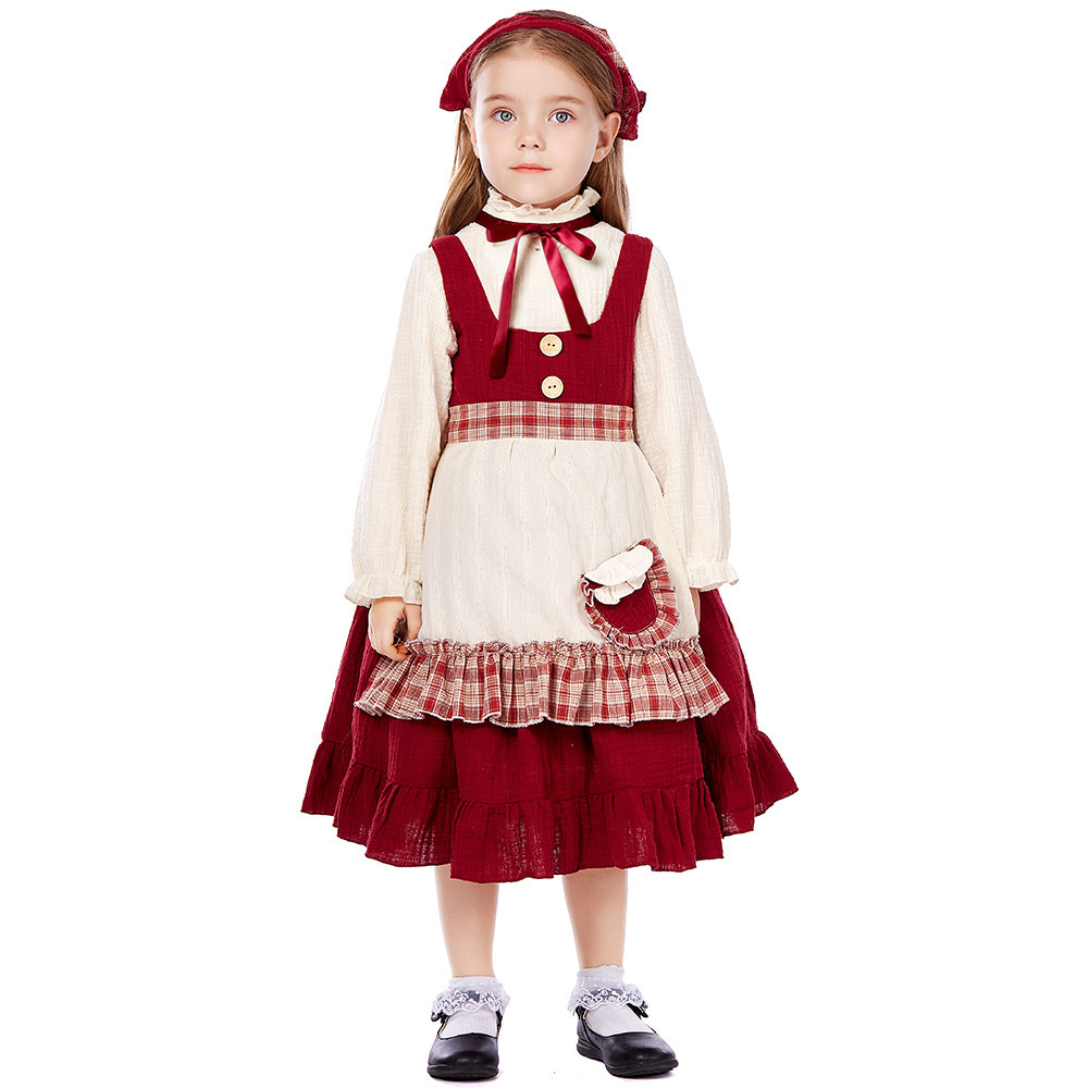 Children's Little Match Girl Costume Farm Maid Lolita Cosplay Dress — image 3