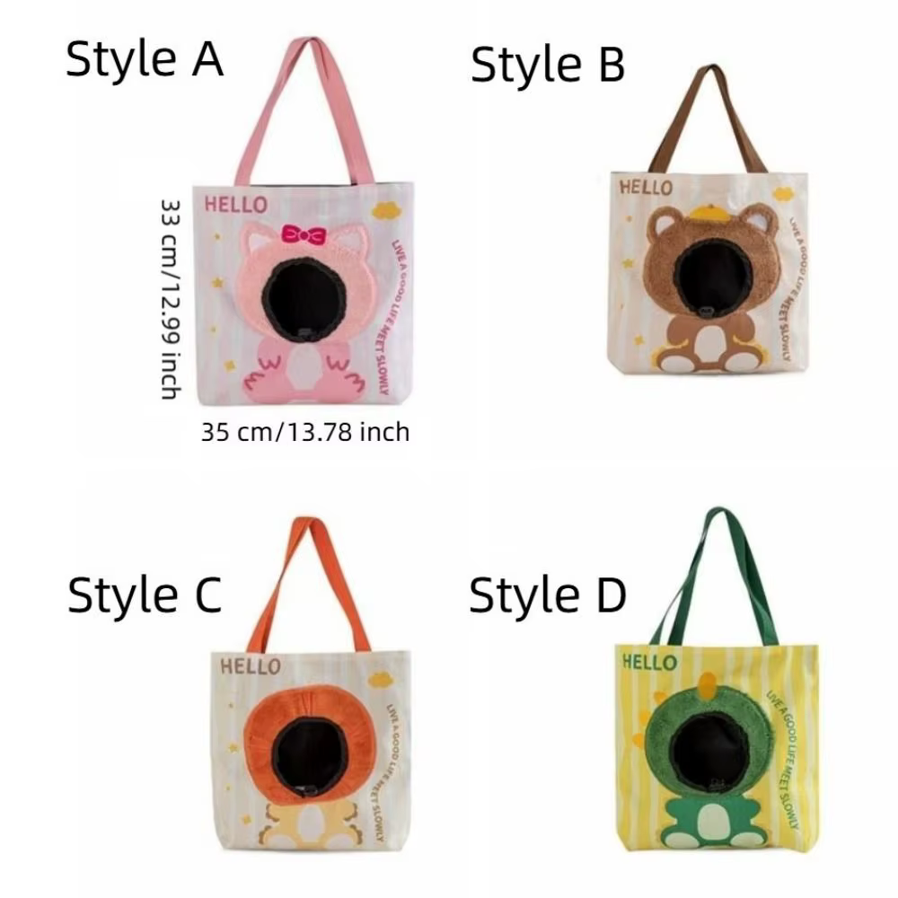 Pet Transfer Bag Breathable Cat Carrier Bag Portable Cartoon Puppy Travel Bag with Hole Canvas Pet Tote Bag Pet Travel — image 6