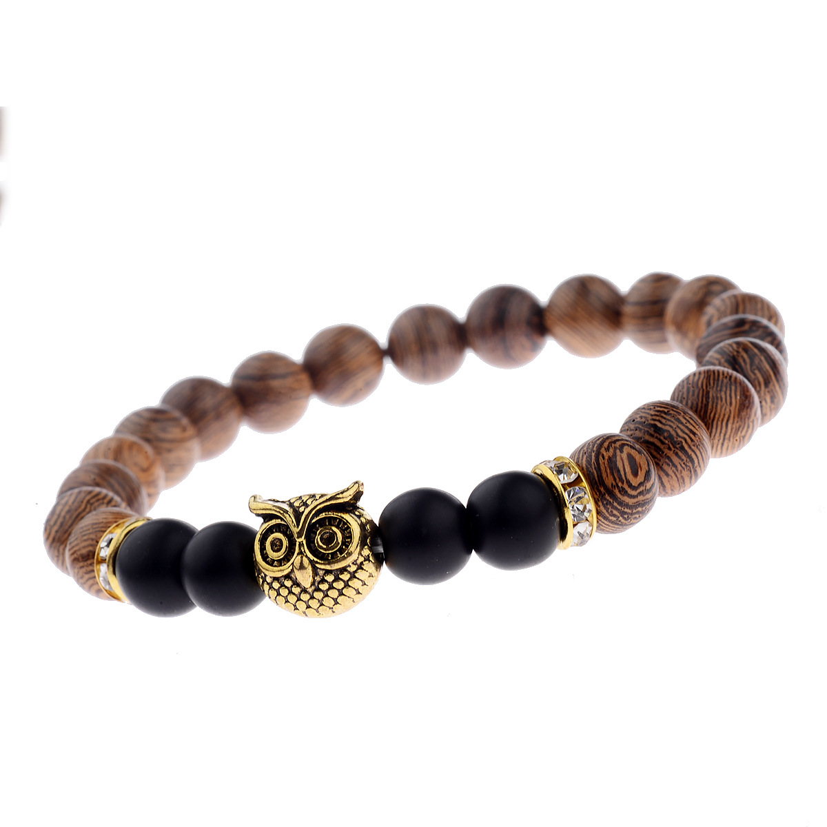 Owl frosted stone lifeline wood grain bracelet — image 6