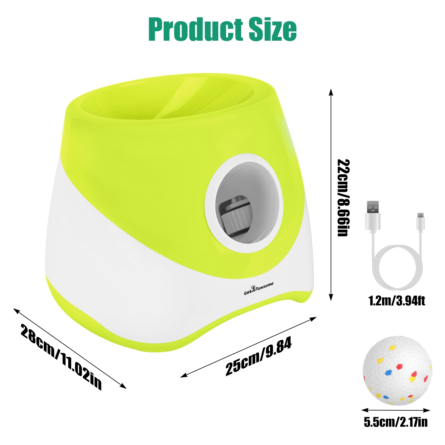 Lanzador Automático de Pelotas para Perros Recargable Juguetes Interactivos para Cachorros Pequeños y Medianos con 3 Configuraciones de Distancia Ajustables 6 Piezas Pelotas 2.3 pulgadas — imagen 6