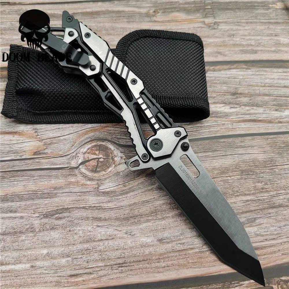 Steel Samurai EDC Folding Knife - 3.35" 8CR15MOV Blade, 5.1oz Ultra-Lightweight Tactical Design, Skeletonized Grip (8.35" Total) — image 4