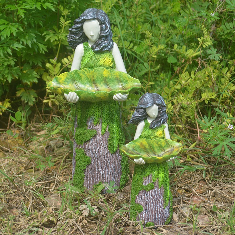 Pajarera de la Diosa Verde del Bosque - Decoración para Pájaros Exterior de Resina — imagen 5