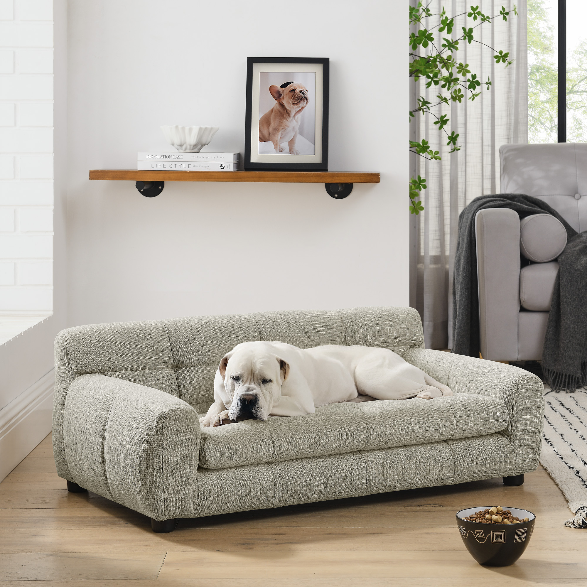 Soft And Comfortable Pet Sofa With Backrest And Armrests, Suitable For Modern Rectangular Pet Sofas For Small And Medium-sized Dogs, -Beige — imagen 1