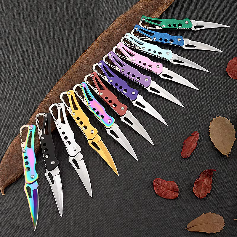 Outdoor Mini Knife Keychain Portable Paring Folding Knife Survival Knife for Hunting Camping Fishing Fruit Cutting Tool — image 2
