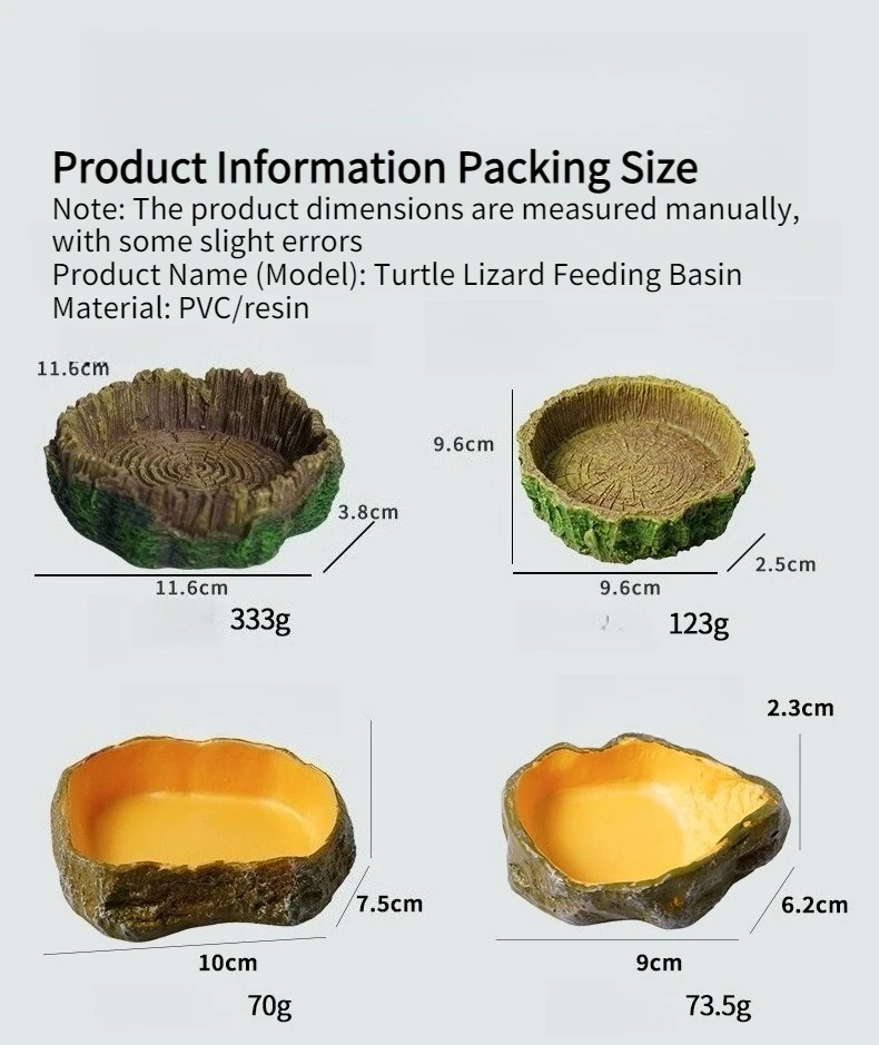 Tree Stump Shaped Reptile Food Water Bowl Resin Terrarium Decor for Feeding Supplies — image 3