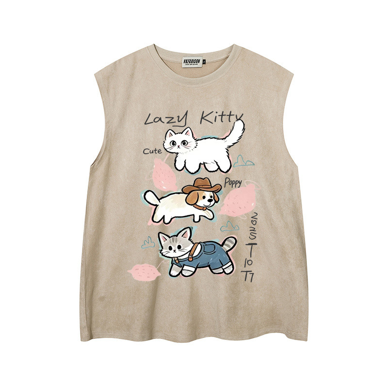 Stacked cat and dog printed vest — image 9