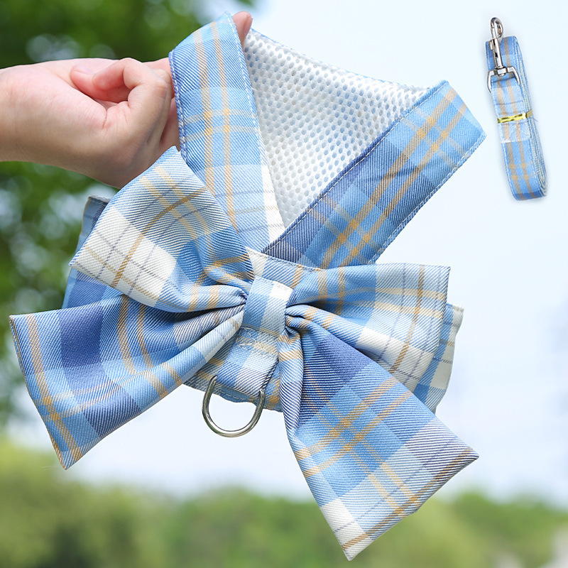 Ropa de Trazo para Perros con Estampado de Plaid, Cinturón de Pecho con Correa y Faldita para Salir — imagen 3