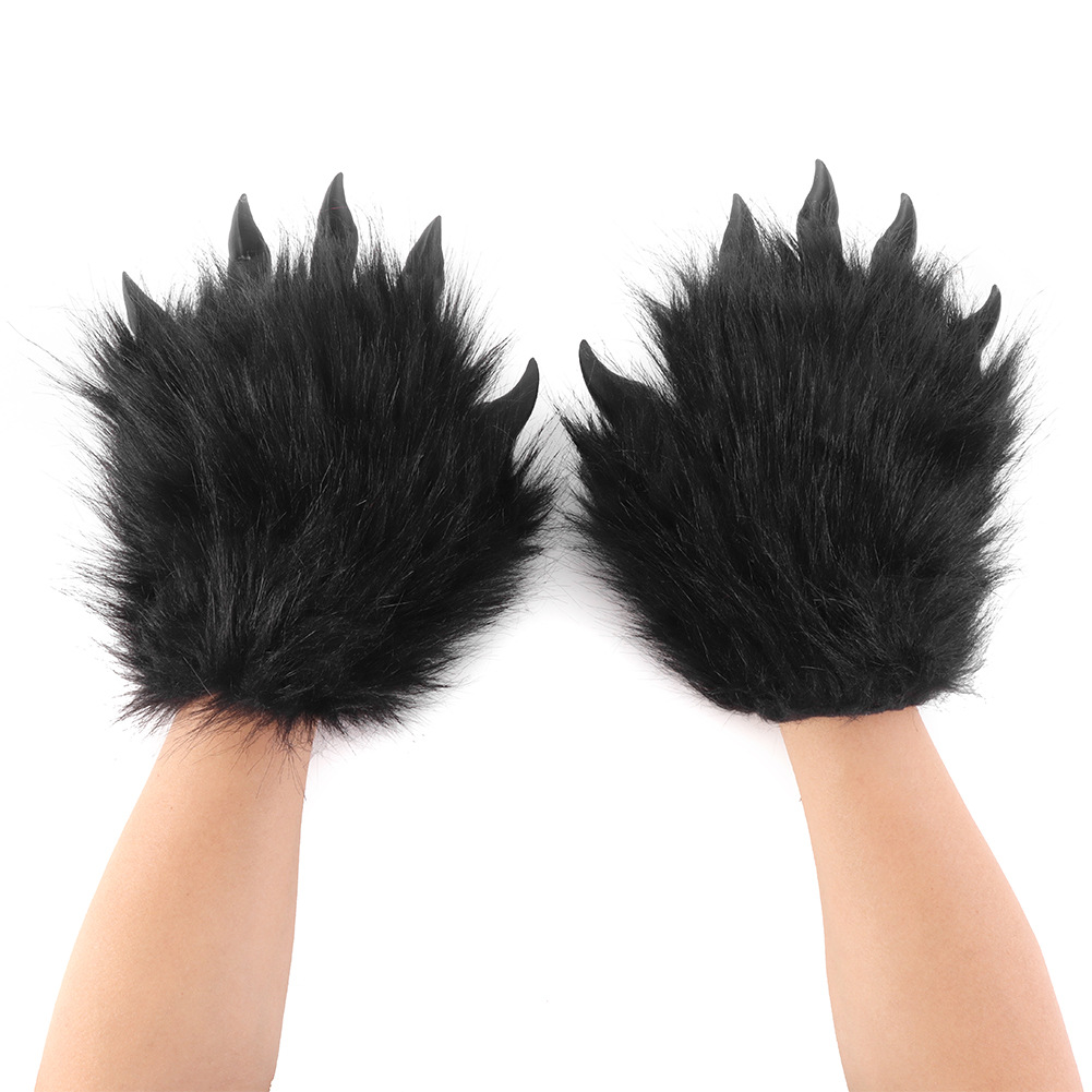 Original Furry Beast Claw Gloves 3D Sharp Nails Realistic Wild Animal Paws Halloween Cosplay Wearable Winter Warmth — image 6
