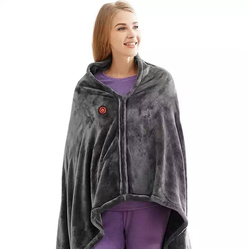 Coral Velvet Heated Blanket Shawl – USB Fast Heating, 3 Levels, 8 Heating Areas, Wearable Heating Mat for Home — image 1