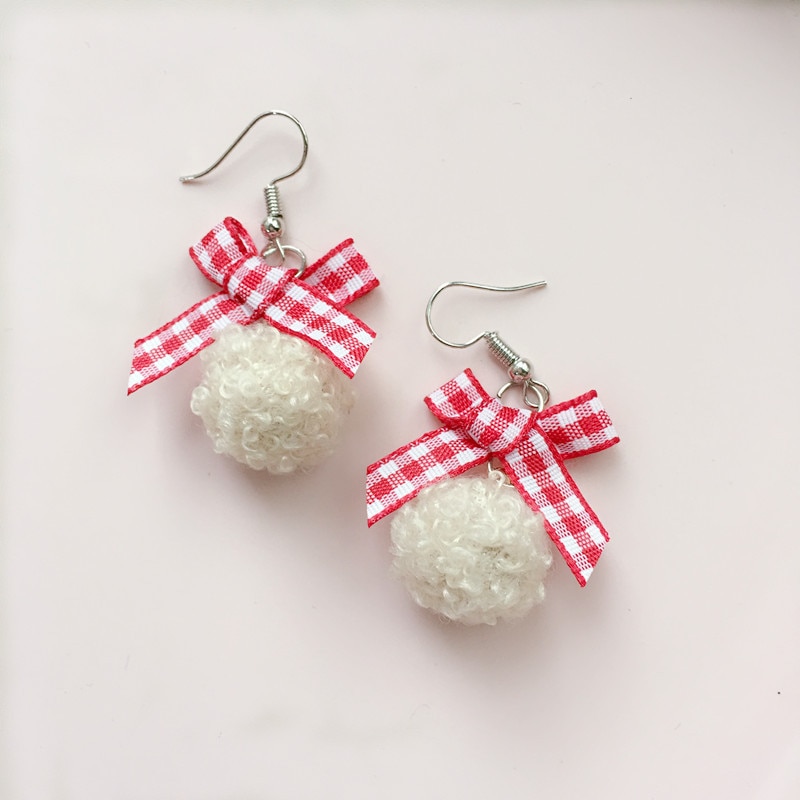 Pulseras de Pendientes en Forma de Pastel de Fresa con Estampado de Cuadros Rojo y Blanco, Clásico, para Mujer — imagen 4