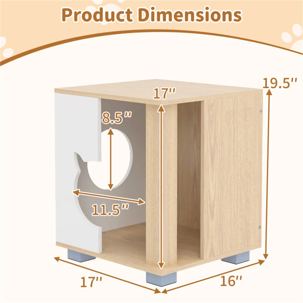 Multipurpose Wooden Cat House Nightstand, Sturdy Metal Base Anti-Slip Pet Furniture — image 10