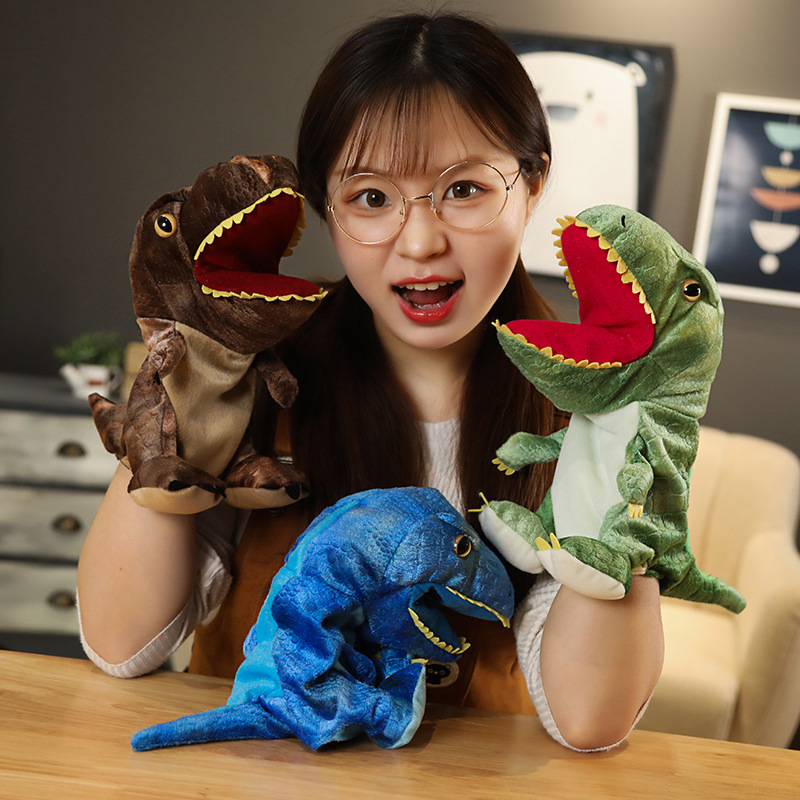 New Plush Simulation Dinosaur Hand Puppet Plush Tyrannosaurus Rex Children's Early Education Toy Ventriloquism Finger Doll — image 1