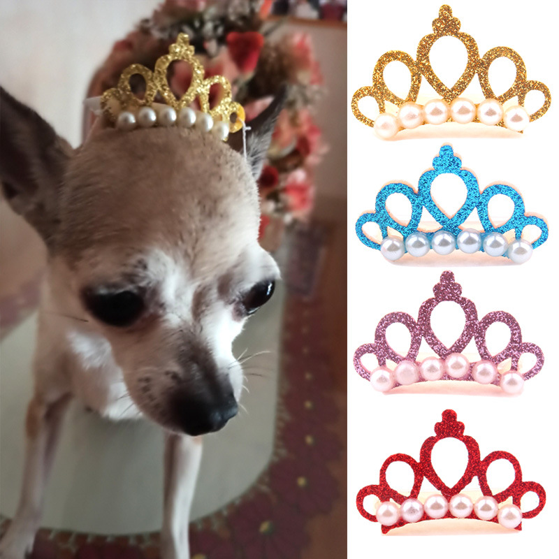 New Pet Products Cat Frog Clip Crown Pearl Head Teddy Pet Head Flower Hair Clip Pet Products Headwear — image 4