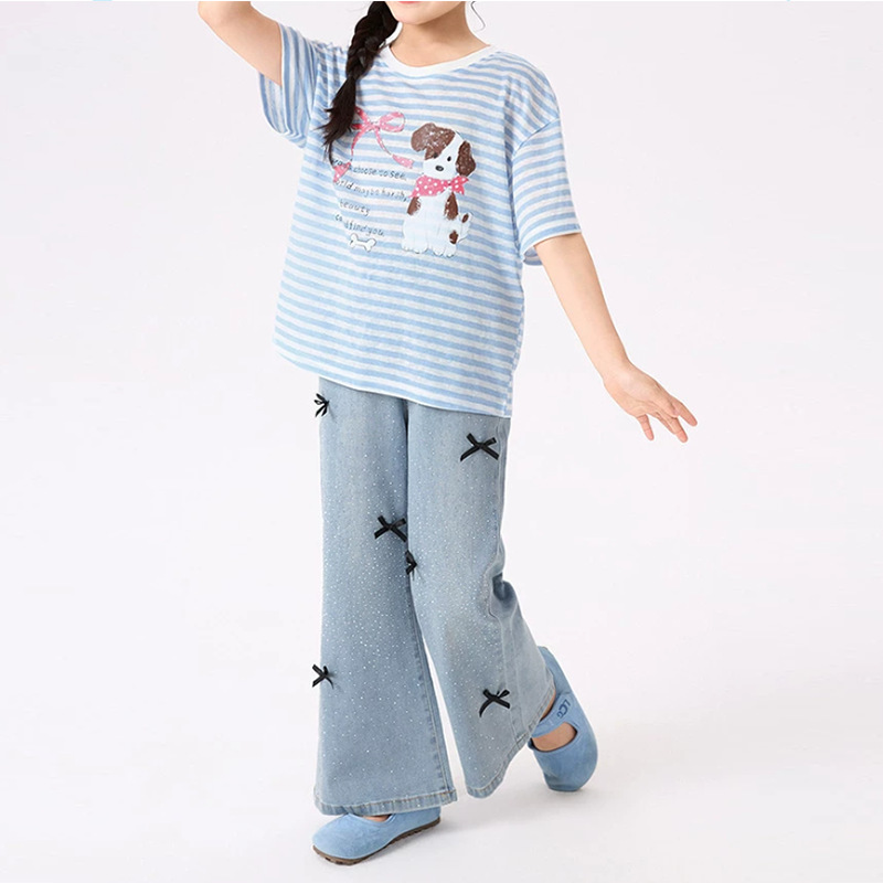 Camiseta de manga corta con estampado de cachorro rayado — imagen 3