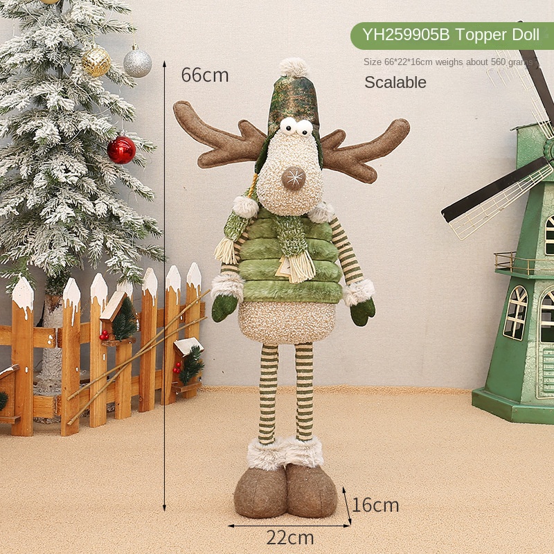 Christmas Decoration Green Fabric Pointed Hat Reindeer Figurine for Hotel Window Display and Scene Arrangement — image 10