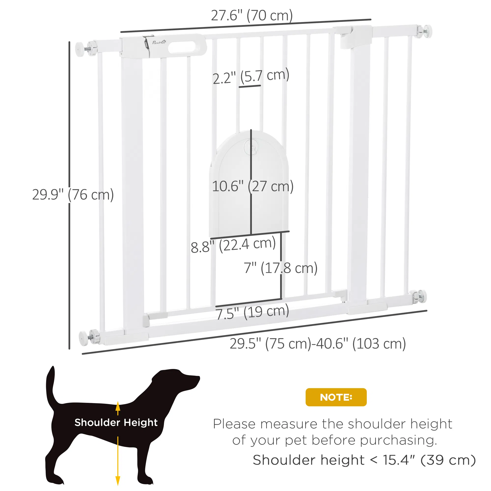 30"-41" Extra Wide Pet Gate Barrier with Small Door, 30"H Dog Gate with Safety Gate Barrier, Stair Pressure Fit, White — image 5