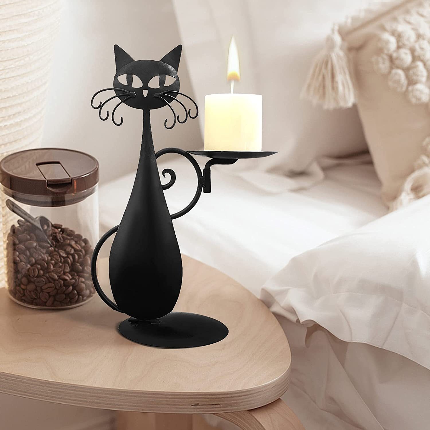 Candilera de Gato Negro - Decoración Rústica Retro para Hogar Rural con Metal — imagen 2