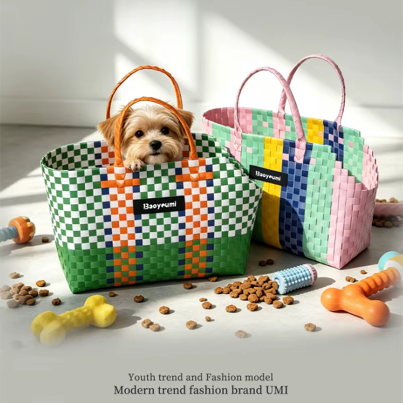 Hand-woven Pet Bag Small Dog Carrier Bags Poodle Pomeranian Yorkshire Terrier Puppy Accessories Transportin Gato Cat Carrier — image 1