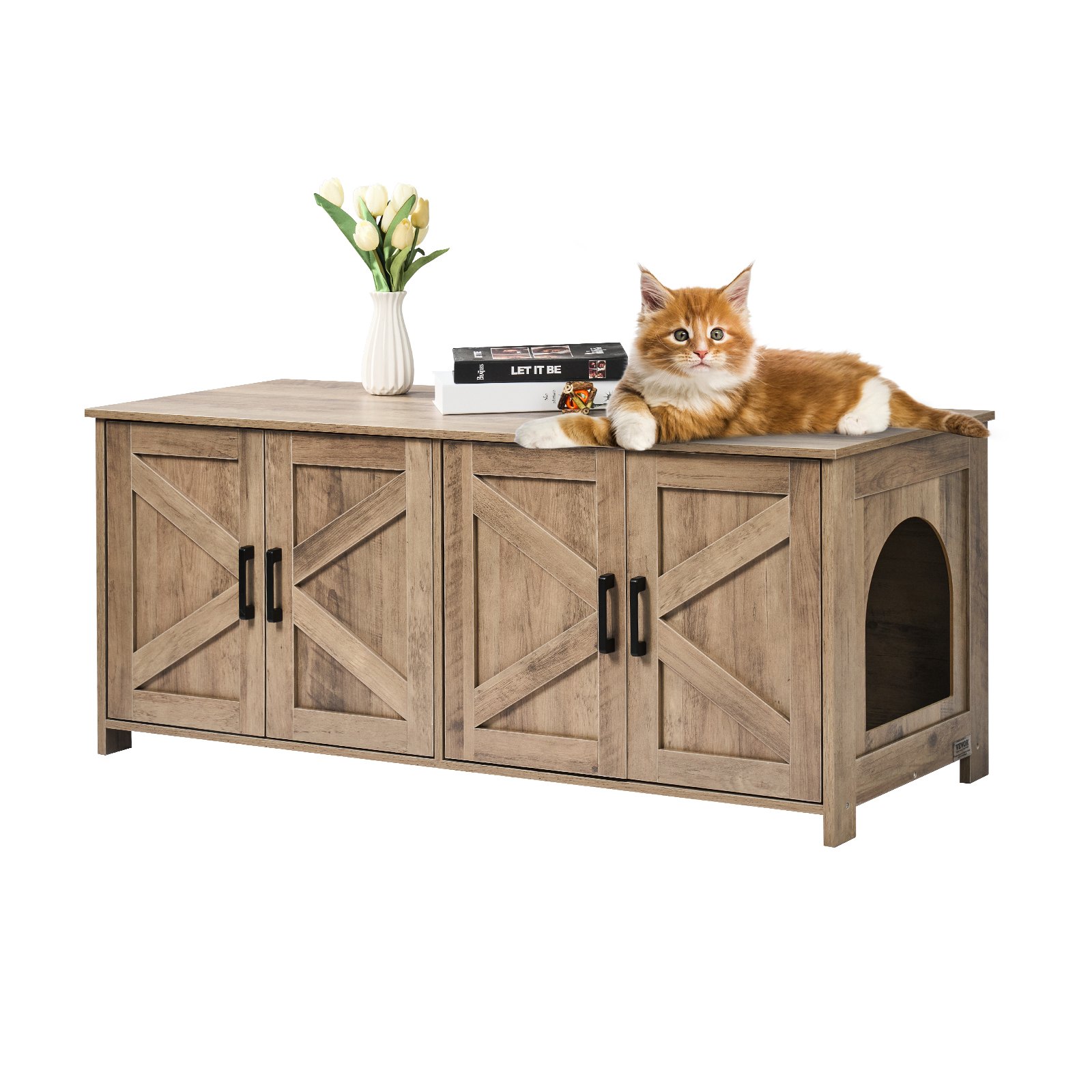 Caja de Limpieza para Gatos Encerrada para 2 Gatos, Diseño Estético Oculto con Dos Habitaciones, Armario de Madera para Cajas de Limpieza que Encaja en la Mayoría, 47.2"L x 18.5"A x 19.7"H, Greige — imagen 1