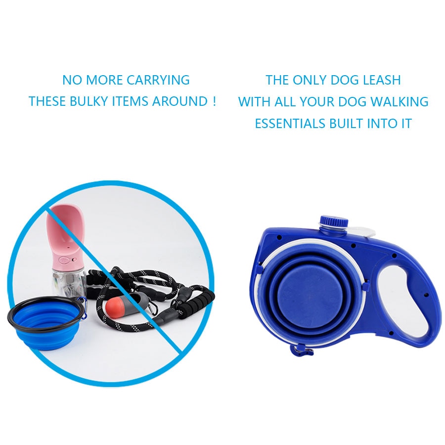 Cuerda Retráctil para Perros Duradera de Nylon con Botella y Tazón Extensible para Paseos y Ejercicio — imagen 2