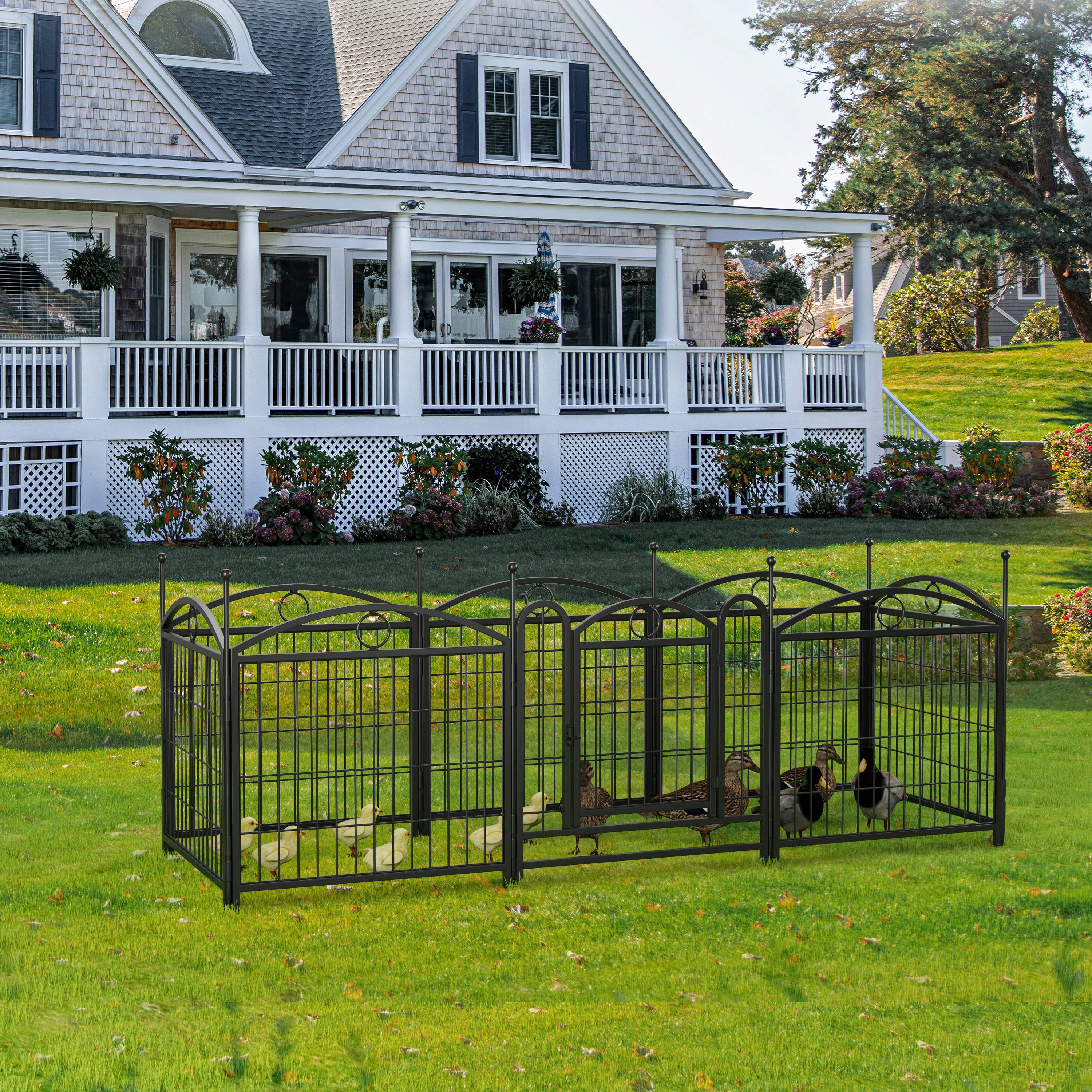 Dog Playpen Indoor 24 inch 8 Panels Metal Dog Pen Pet Dog Fence Outdoor Exercise Pen with Doors, Heavy Duty Dog Fence Puppy Pen for Large Medium Small Dogs Indoor Outdoor Foldable Pet Exercise Pen — image 23