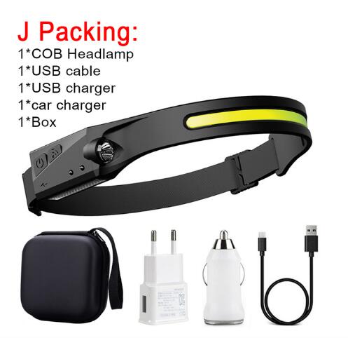 COB LED Inducción Linterna de Cabeza para Montar con Batería Recargable USB Resistente al Agua para Camping y Caza con Visión Total — imagen 32