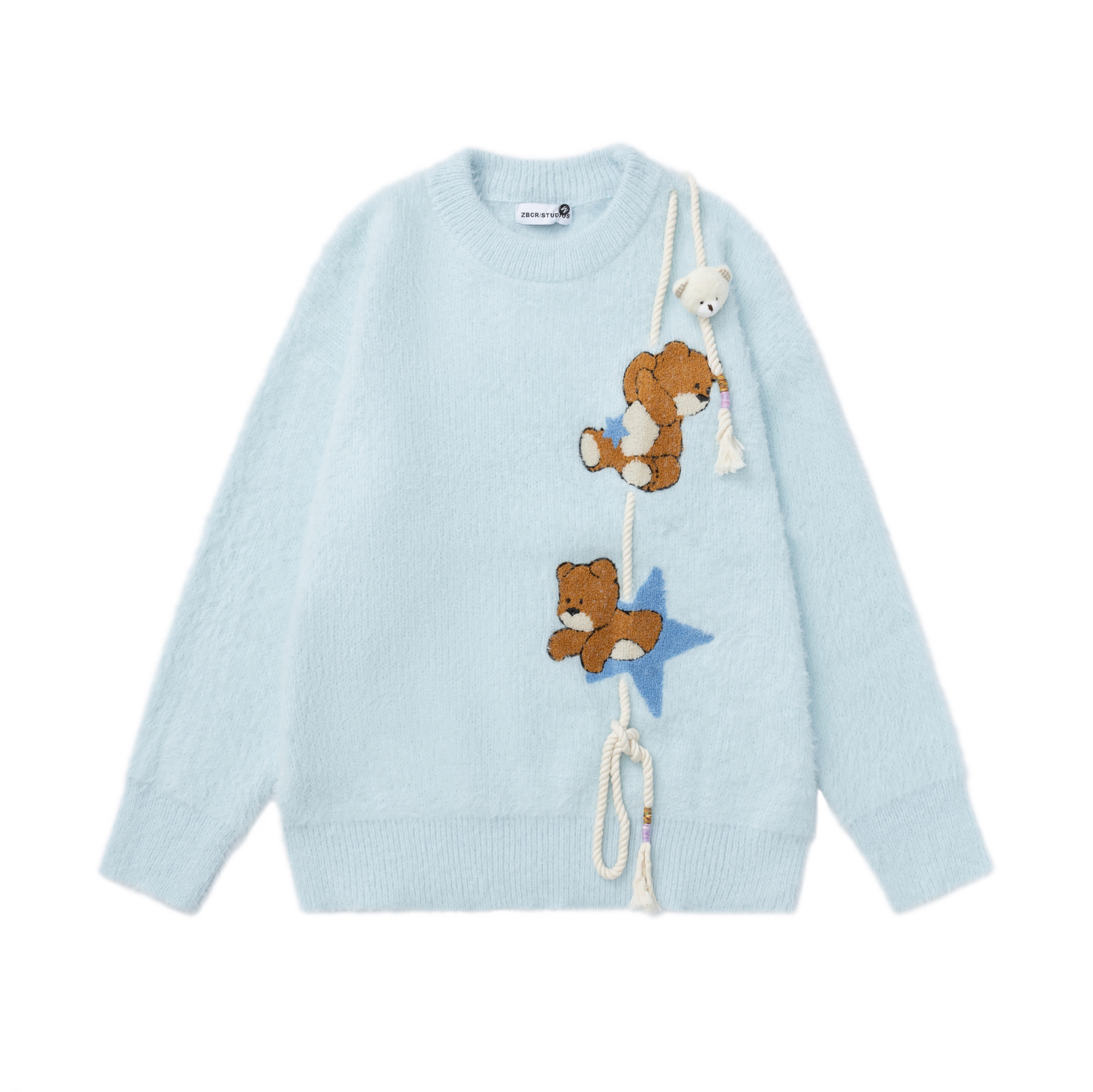 Cartoon teddy bear embroidered sweater — image 8