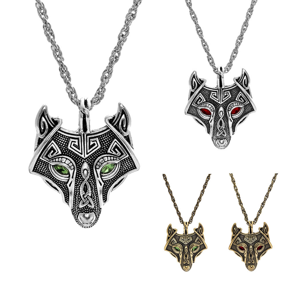 Cuello Vikingo para Hombres con Cabeza de Lobo Pendiente — imagen 1