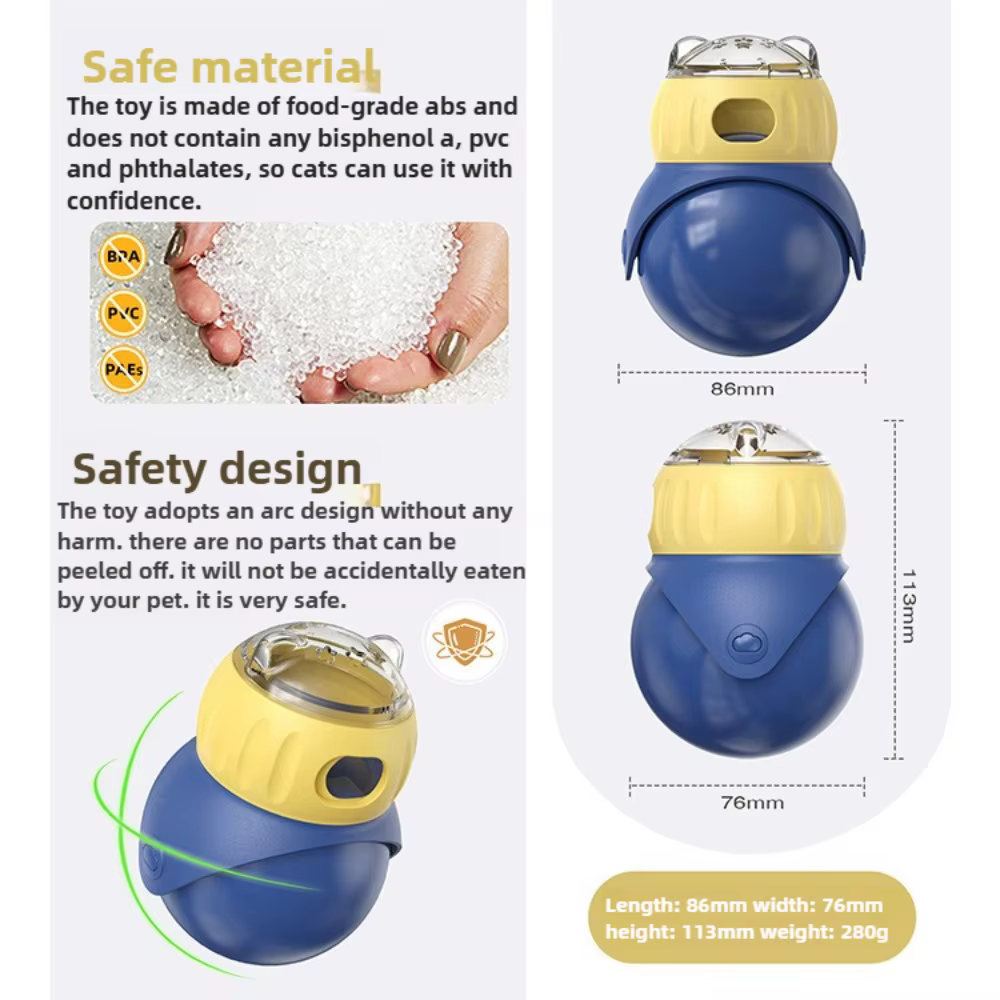 Juguetes de rompecabezas para gatos con dispensador de golosinas ajustable, bolita de enriquecimiento resistente, alimentador lento interactivo, juguetes de ejercicio y persecución — imagen 6