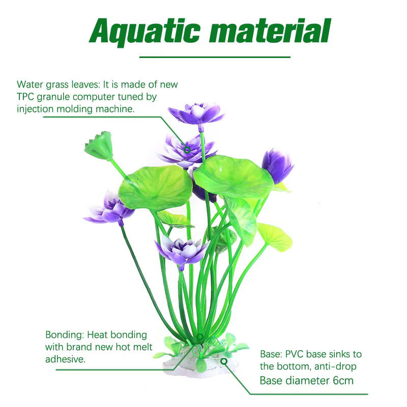 Aquarium Artificial Lotus Plants Decoration Fish Tank Landscaping Water Grass Ornaments Aquatic Simulated Flower Plant Supplies — image 3