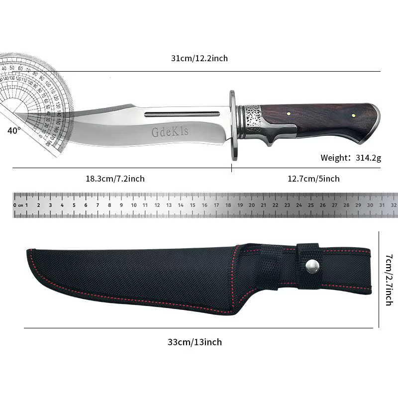 D2 Multi-tool, Hand-forged Bone Knife with a Protective Cover, High-carbon Steel Hunting Knife, Wooden Handle — image 6