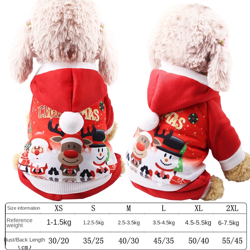 Small medium and large dogs Christmas pet supplies clothes teddy bears cotton coats — image 7